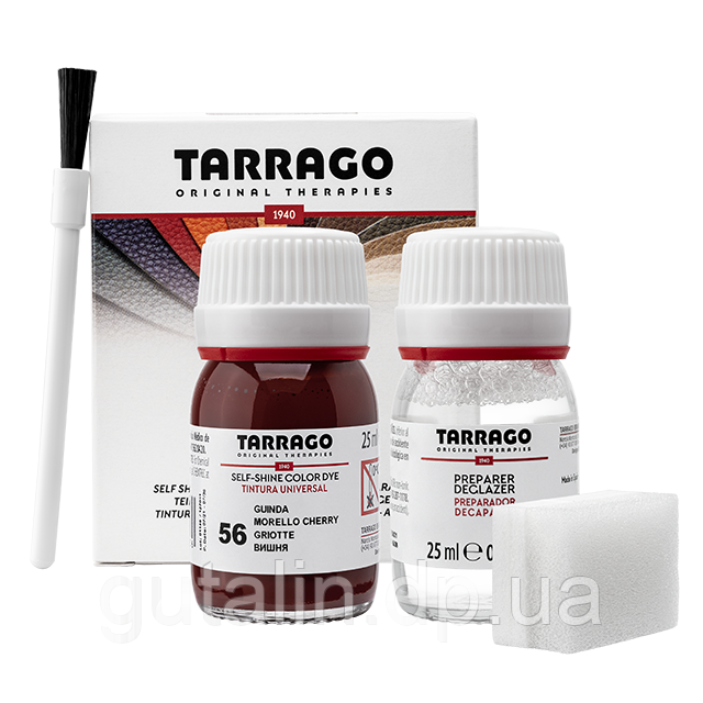 Барвник для гладкої шкіри та текстилю + очищувач Tarrago Color Dye 25мл+25мл колір темно-вишневий (56)