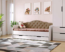 Дитяче односпальне ліжко з велюровою боковиною та шухлядою SOFIA 190*80 см, безкоштовна доставка