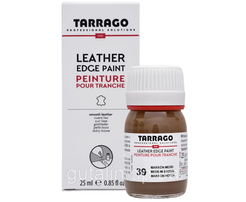 Фарба для урізів Tarrago Leather Egde Paint 25 мл колір Середньо-коричневий (39)