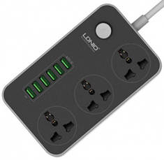 Мережевий фільтр LDNIO SE3631 подовжувач 1.6 м 3 розетки 6 USB Чорно-білий, фото 5
