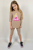 Barbie Барбі Літній костюм дитяча футболка велосипедки для дівчинки комплект оверсайз