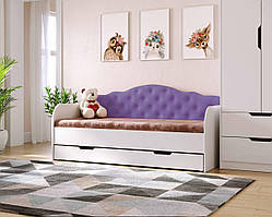 Дитяче односпальне ліжко з велюровою боковиною та шухлядою SOFIA 190*80 см, безкоштовна доставка