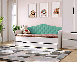 Дитяче односпальне ліжко з велюровою боковиною та шухлядою SOFIA 190*80 см, безкоштовна доставка