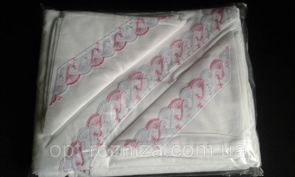 Двоспальні бавовняні комплекти з мереживом., фото 1