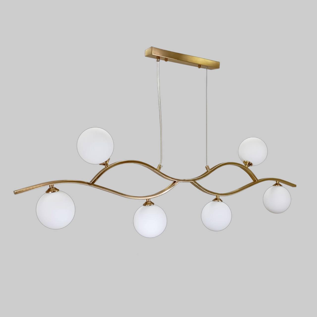 Бронзова люстра "Хвиля" на 6 ламп (909-8078-6 BRZ+WH)