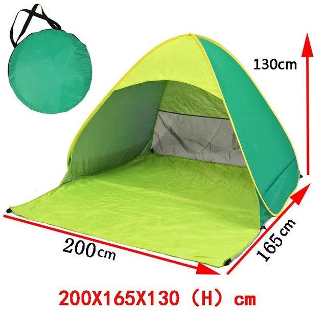 "Пляжная двухместная самораскладывающаяся палатка размером 150x165x110 см в зеленом цвете: идеальное укрытие - фото 3 - id-p1903285307