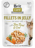 Brit Care Cat pouch - вологий корм тріска та форель у желе для котів 85 г (від 12 місяців)