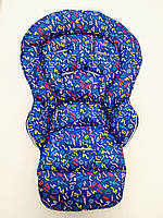 Чохол DavLu до стільчика для годування Сhicco Polly  Progres 5, Relax Літери на синьому (Ch-n-2-2)