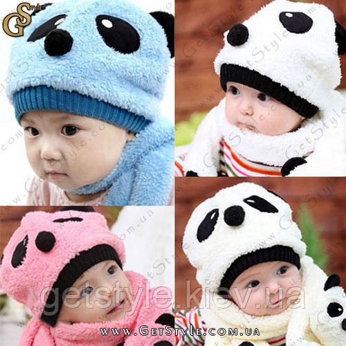 Дитяча шапка з шарфом — "Panda"