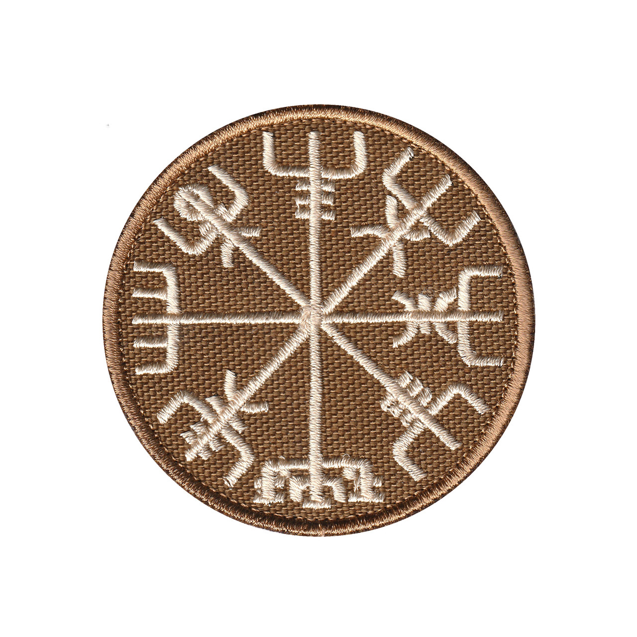 Вишитий шеврон "Компас Вікінгів Рунічний компас Vegvisir" на липучці (койот бежевий)