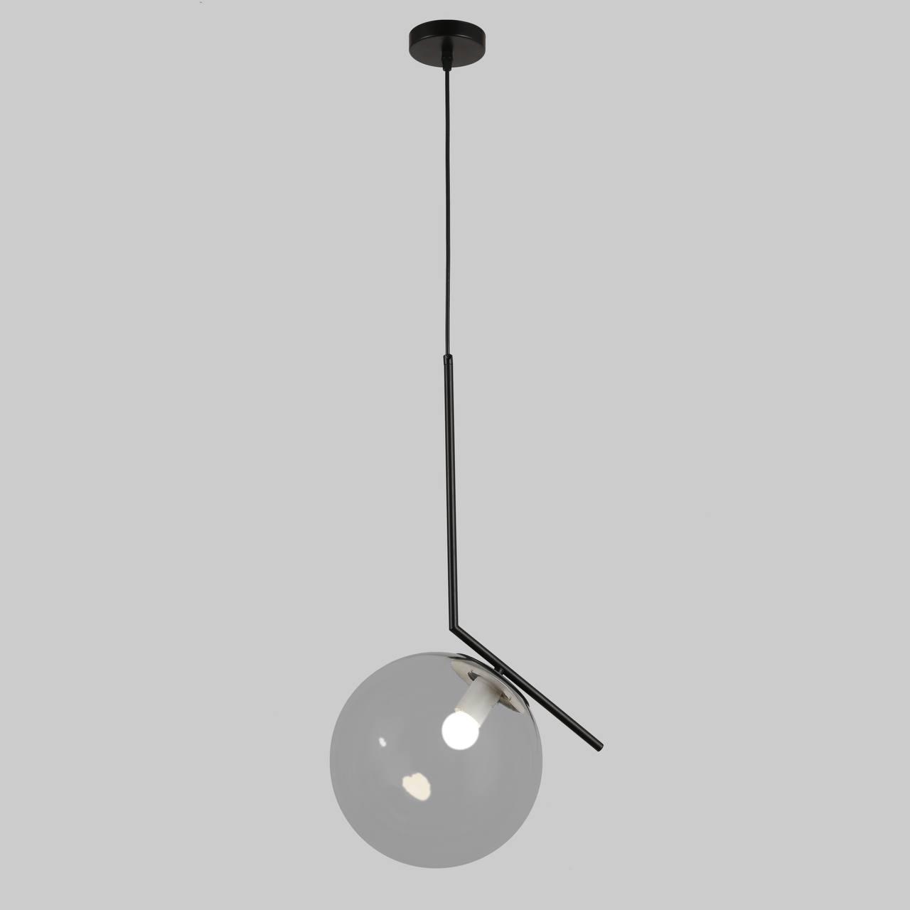 Чорний скляний підвіс з кулею 25см (916-3816-1 BK+CL)