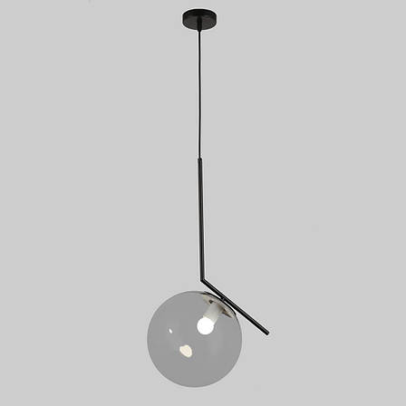 Чорний скляний підвіс з кулею 25см (916-3816-1 BK+CL), фото 1