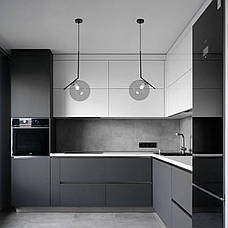 Чорний скляний підвіс з кулею 25см (916-3816-1 BK+CL), фото 3