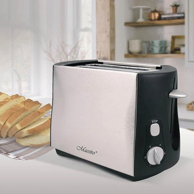 Тостер електричний на 2 грінки Maestro MR-704 800W кухонний для гарячих бутербродів хліба тостерниця