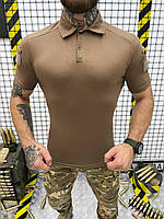 Літня тактична польова футболка поло, Чоловіча військова однотонна футболка ЗСУ койот