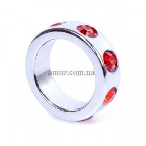 Металеве ерекційне кільце Red Diamonds, з червоними стразами