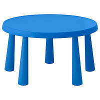 Стол детский IKEA MAMMUT для/дома/улицы синий круглый 85 см 903.651.80
