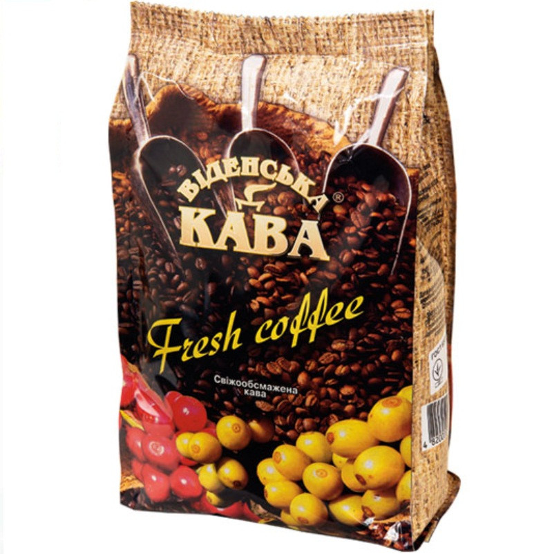 Кава в зернах Віденська кава Fresh Coffee 500г, зерно суміш арабіки Індії та Африки для еспрессо, кофемашин