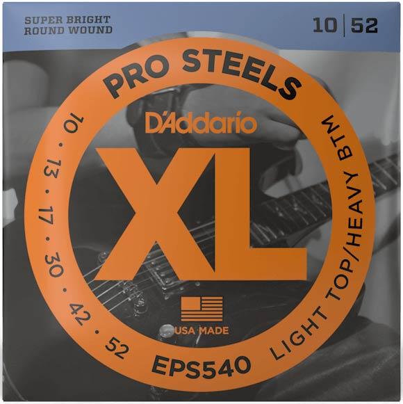 Струни для електрогітари D'Addario EPS540 XL PROSTEELS LIGHT TOP/HEAVY BOTTOM (10-52), фото 1