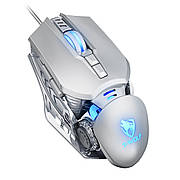 Ігрова комп'ютерна мишка з підсвічуванням T-Wolf G530 Robocop. Дротова комп'ютерна мишка 6400 DPI, 7 кнопок