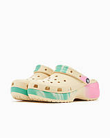 Женские сабо Crocs CLASSIC PLATFORM OMBRE CLOG W 208278 36, Бежевые в принт