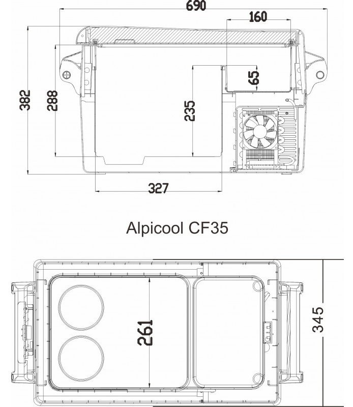 Компрессорный автохолодильник Alpicool CF35 . Охлаждение до -20 . Питание 12, 24, 220 вольт - фото 5 - id-p1903457592