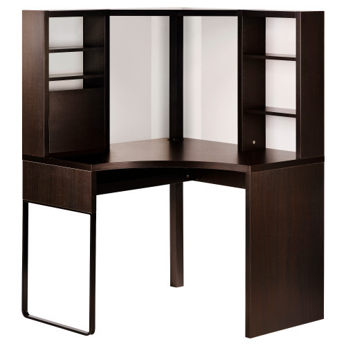 Стіл письмовий, кутовий, чорно-коричневий, 100x141 см, 502.447.41, IKEA, ІКЕА, MICKE