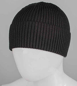 В'язана шапка без підкладки, з відворотом (231031), Чорний