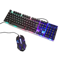 Ігрова дротова клавіатура з підсвіткою і мишкою KEYBOARD KT-288, Набір клавіатури та миші