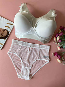 80С Білий комплект жіночої нижньої білизни з портупеями
