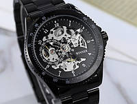 Механические мужские наручные часы Winner Skeleton Спортивний Стильний чоловічий годинник наручний Чорний