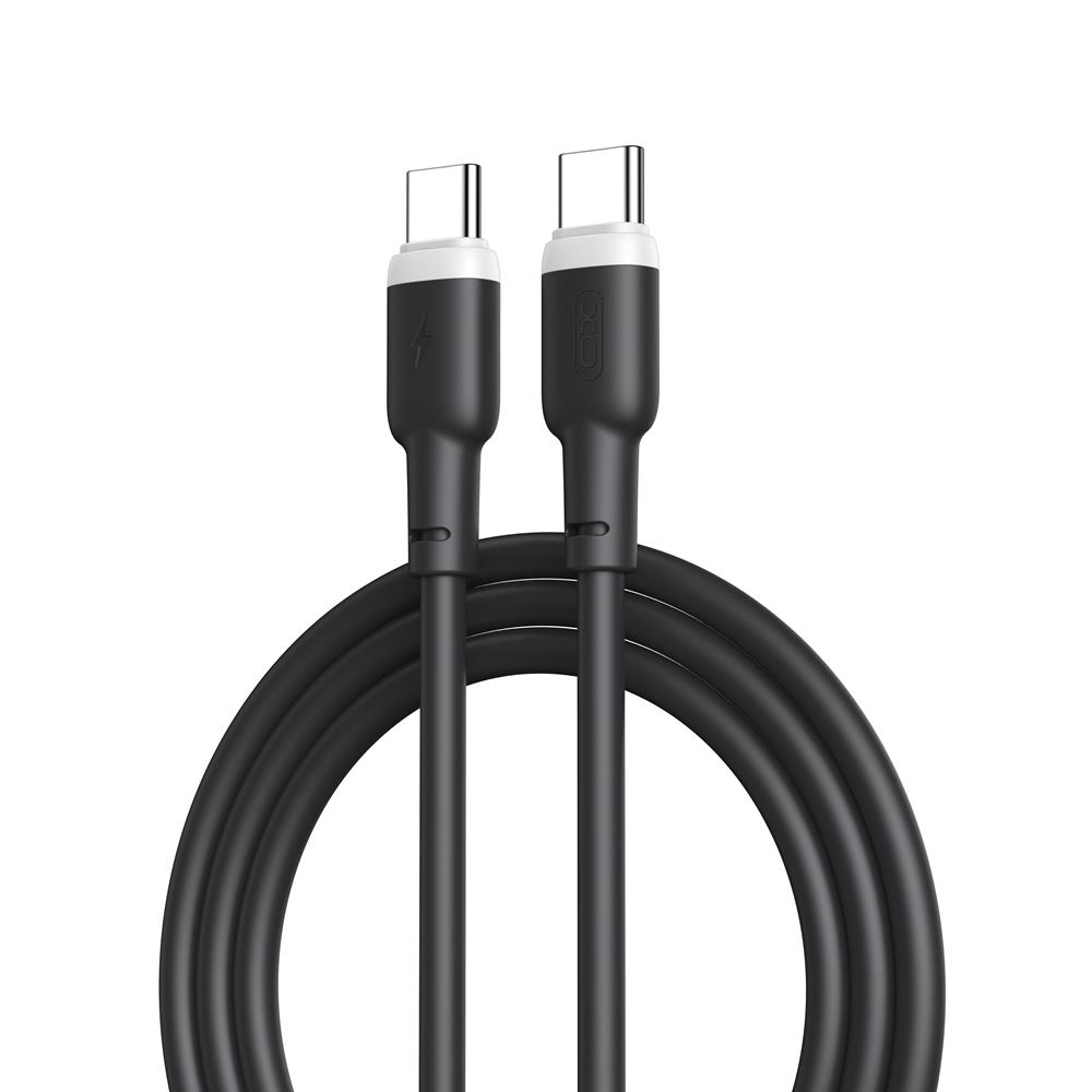Кабель XO Type-C-Type-C NB-Q208B 60W Liquid Silicone 5A/1m Black, фото 1