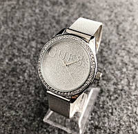 Жіночий наручний годинник Guess наручний годинник із камінчиками люкс якість на металевому ремінці