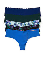 Бесшовные Трусики-Стринги Victoria's Secret No Show Thongs Набор 5 шт, Разные цвета (Синие)