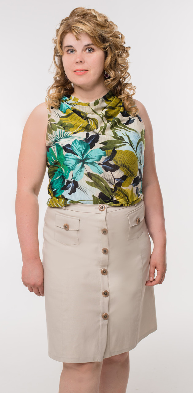 Спідниця стрейчева на гудзиках бежева