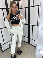 Женский спортивный костюм тройка Louis Vuitton S-ХХL белый с черным топом (Луи Виттон трикотаж Турция)