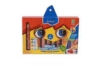 Олівці квіти 1800/3 в 1, 8 кольорів Super Jumbo, MARCO