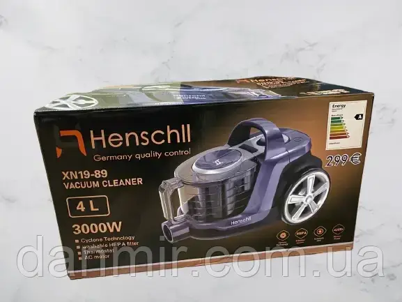 Пилосос колбовий Henschll Контейнерний пилосос циклонного типу без мішка для збору пилу. колір малиновый