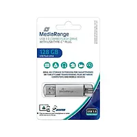 Флеш память MediaRange 128GB USB 3.0 Silver combo flash drive with USB Type-C plug (MR938)