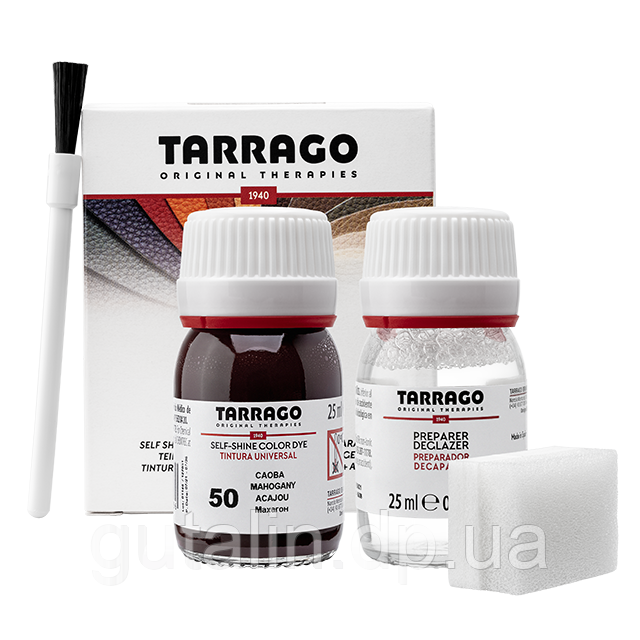 Барвник для гладкої шкіри та текстилю + очищувач Tarrago Color Dye 25мл+25мл колір махагон (50)