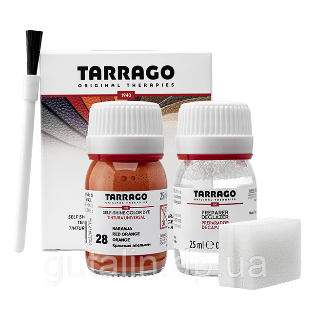 Барвник для гладкої шкіри та текстилю + очищувач Tarrago Color Dye 25мл+25мл колір червоний апельсин (28)