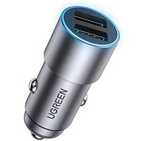 Автомобильное зарядное устройство UGREEN CD130 24W Dual USB-A Car Charger Gray (50592)