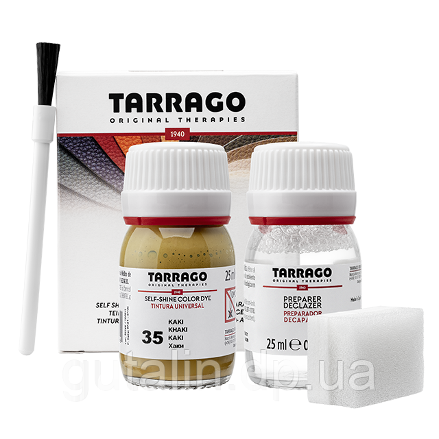Барвник для гладкої шкіри та текстилю + очищувач Tarrago Color Dye 25мл+25мл колір хакі (35)