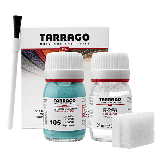 Барвник для гладкої шкіри та текстилю + очищувач Tarrago Color Dye 25мл+25мл колір бірюзовий (105), фото 1