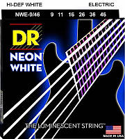 Струны для электрогитары DR NWE-9 46 Hi-Def Neon White K3 Coated Light Medium Electric Guitar SK, код: 6839050