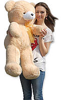Ведмедик плюшевий з бантом, колір кремовий 110 см