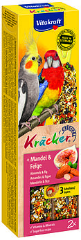 Ласощі для середніх папуг з мигдалем та рисом Vitakraft Kracker Original Almonds & Fig 180 г/2 шт