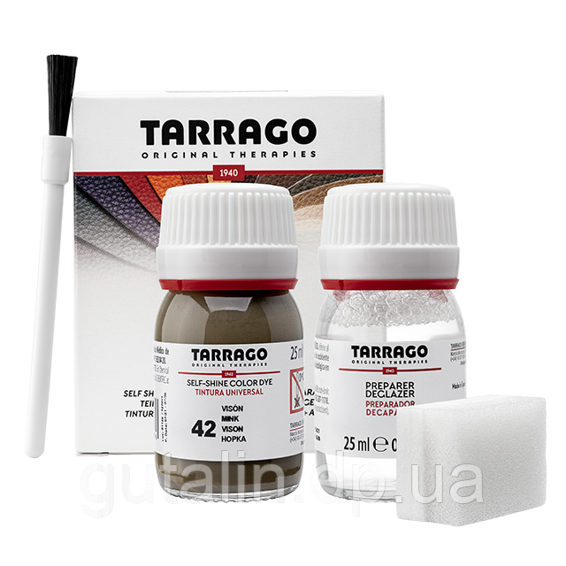 Барвник для гладкої шкіри та текстилю + очищувач Tarrago Color Dye 25мл+25мл колір норка (42)