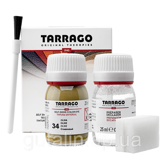 Барвник для гладкої шкіри та текстилю + очищувач Tarrago Color Dye 25мл+25мл колір оливковий (34)