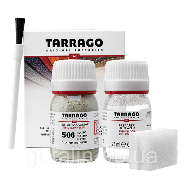 Барвник для гладкої шкіри та текстилю + очищувач Tarrago Color Dye 25мл+25мл платиновий колір металік (506)